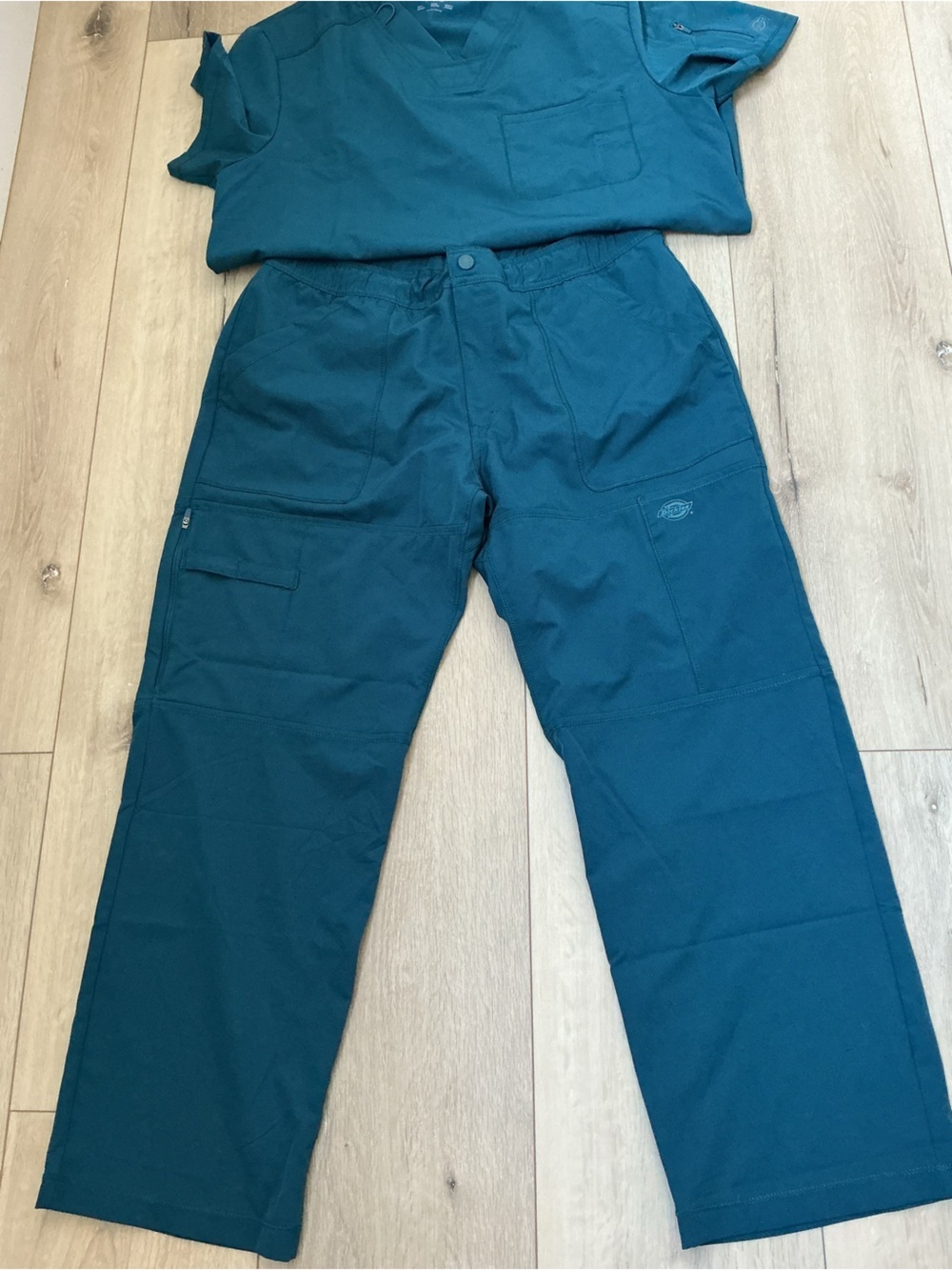Dickies Teal Wide-Leg Medical Scrub Pants - Picture 3 of 7
